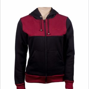 Blusa de Moletom feminina canguru bordo e preta capuz e ziper