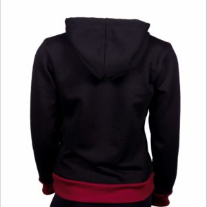 Blusa de Moletom feminina canguru bordo e preta capuz e ziper
