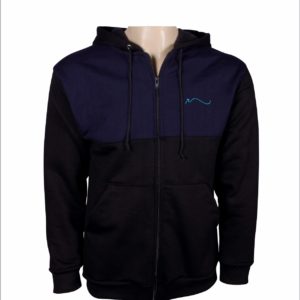 Blusa de Moletom canguru azul marinho e preto capuz e ziper