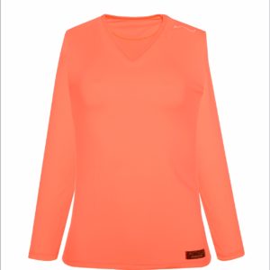 Camiseta dry feminina salmão manga longa gola V