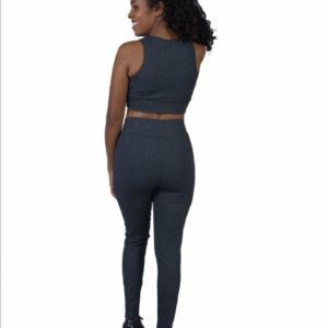 Top cinza mescla com detalhe cirrê preto