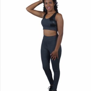 Top cinza mescla com detalhe cirrê preto