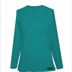 Camiseta dry feminina turquesa manga longa gola V