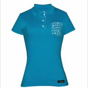 Camisa Polo Feminina Azul detalhe Floral