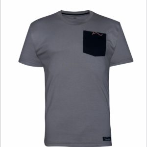 Camiseta cinza com bolso preto