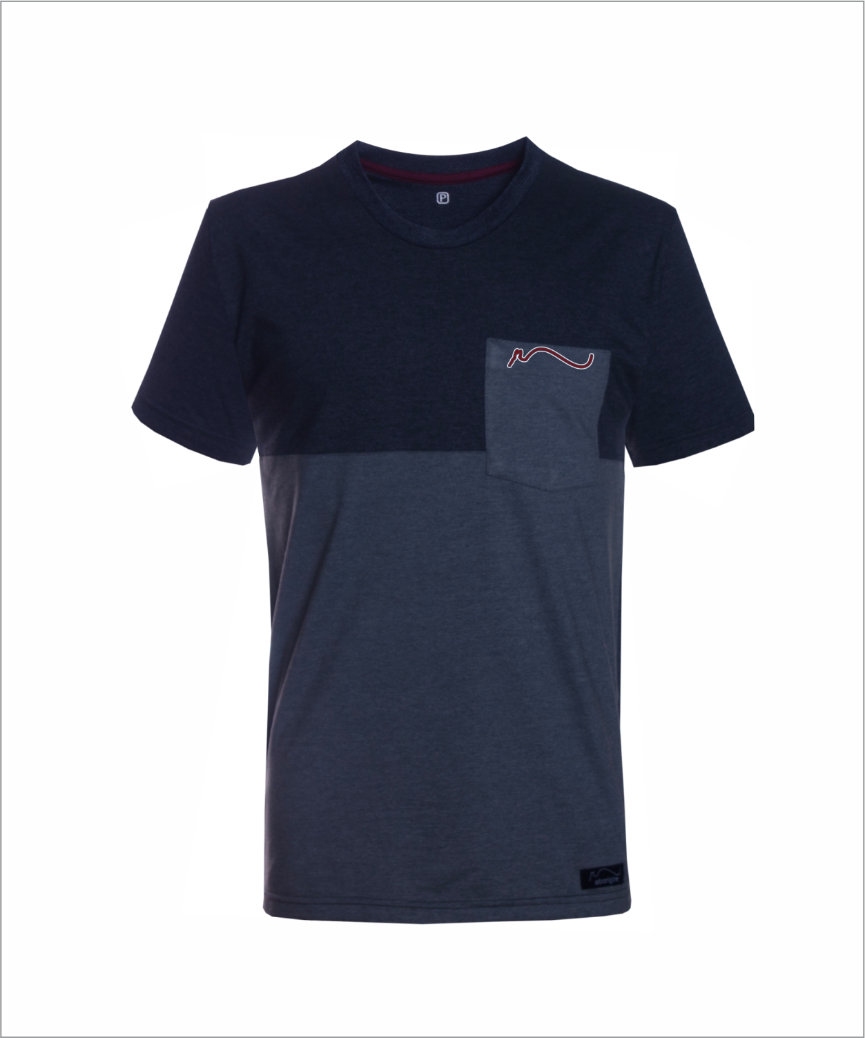 Camiseta mescla escuro e mescla claro com bolso