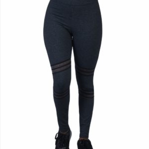 Legging Cinza mescla faixas detalhes prata