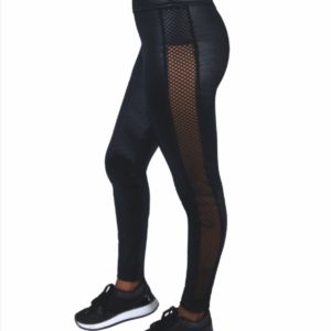 Legging preta cirrê com faixa de tela